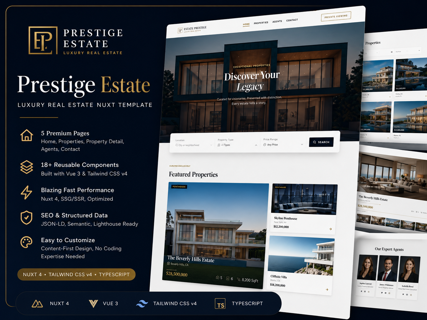 Prestige Estate — Luxury Real Estate Nuxt Template